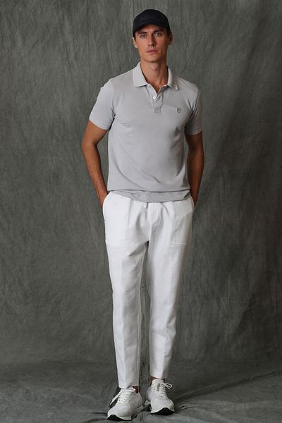 Lufian Laon Men's Sports Polo Neck T-Shirt - Stone