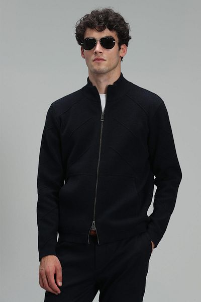Lufian Navy Blue Amır Men's Cardigan