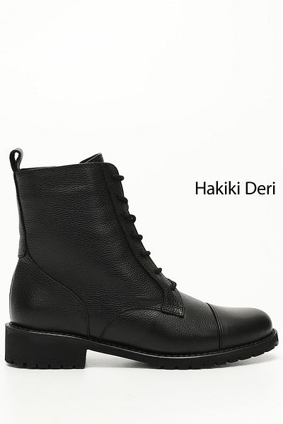 GÖNDERİ(R) Women/Girls Black Floater Zippered Rubber Sole Genuine Leather Boots