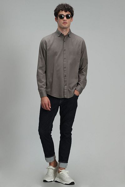 Lufian Ανδρικό πουκάμισο Quel Basic Regular Fit Khaki