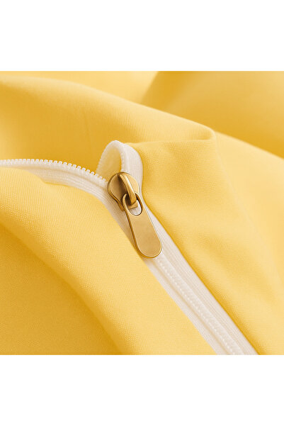 Prime Sleeks Single 100% Cotton Duvet Cover Set 160X220 Cm, Set with Elastic Sheet, Pastel Yellow