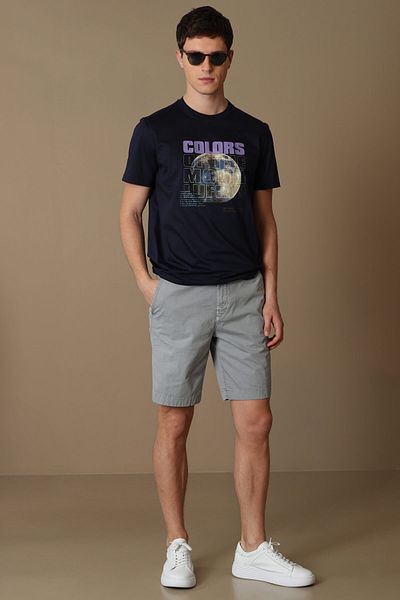 Lufian Ash Modern Graphic T-shirt Navy Blue