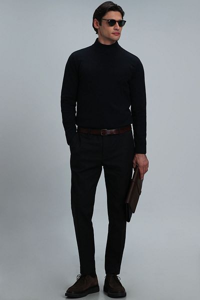 Lufian Cames Smart Men's Chino Trousers Slim Fit Navy Blue