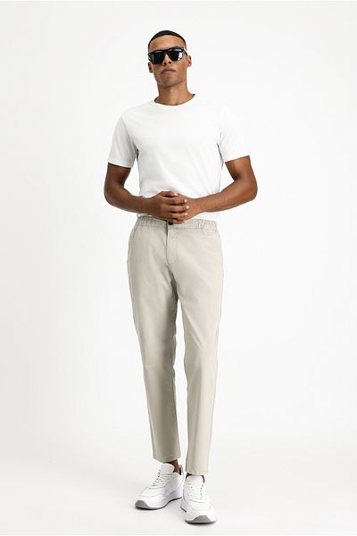 Kiğılı Regular Fit Lycra Canvas / Chino Pants with Elastic Waist