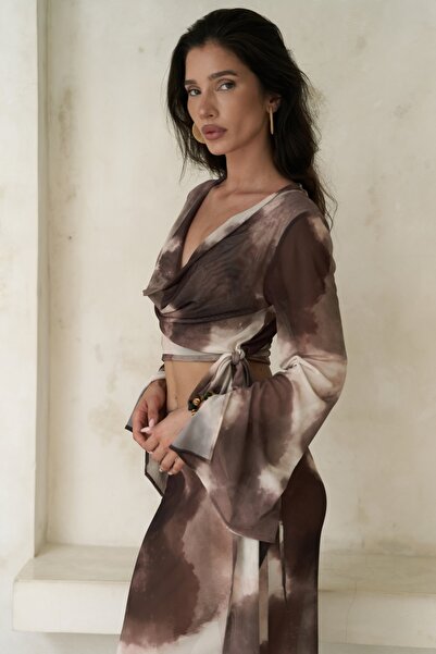 BOHEMAİ Pnaisyonist Long Sleeve Coffee Crop Skirt Suit