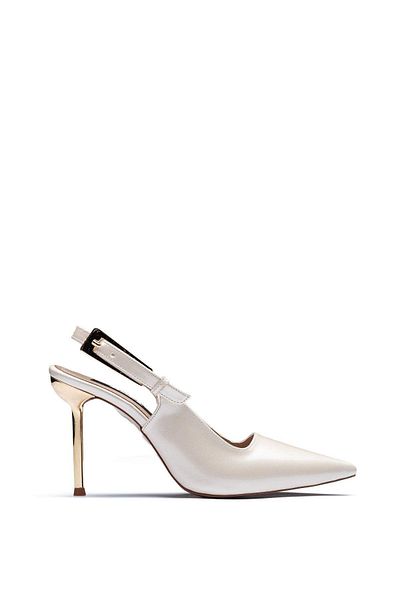 Dedos 9290 Women's Open Back Pointed Toe Galvanized Heeled Sitiletto Shoes