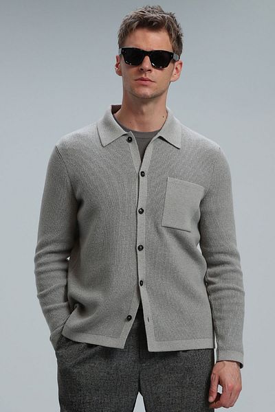 Lufian Solid Men's Cardigan Mink