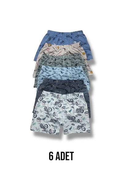 Erdenay Tekstil Комплект от 6 боксерки с щампа и смесени шарки за момче