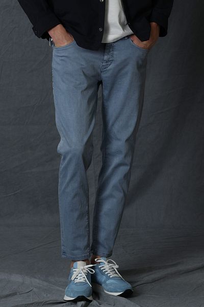 Lufian Pantaloni pentru bărbați Helt Sports cu 5 buzunare, slim fit, albastru