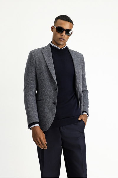 Kiğılı Релаксирана вълнена класическа сако с шарки