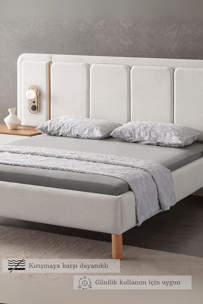 BUGİ HOME COLLECTİON Anna Delux Double Multi-Purpose Bedspread Set Gray Cotton Duvet Cover Set Daily 220X240