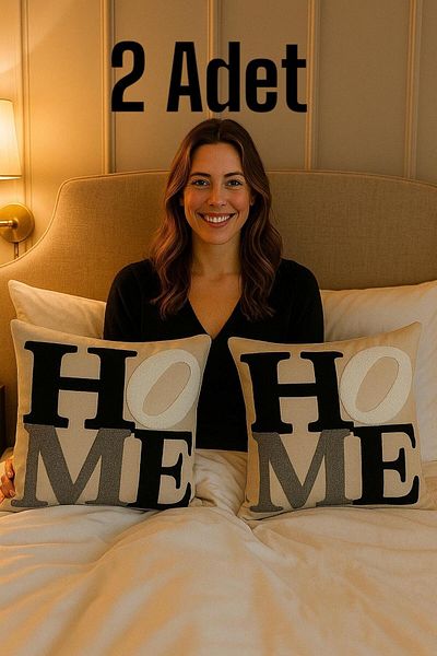 HD HOME COLLECTİON (2 τεμάχια) Λινό ύφασμα Κάλυμμα μαξιλαριού με κεντημένο μοτίβο για το σπίτι