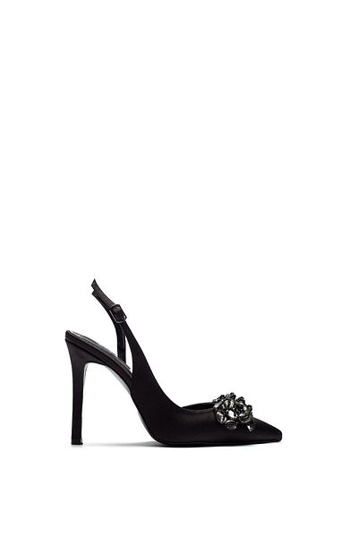 Dedos Women's High Heeled Stone Embroidered Bow Satin Evening Dress Shoes 350