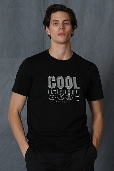 Lufian Μαύρο T-Shirt Maya Modern Graphic