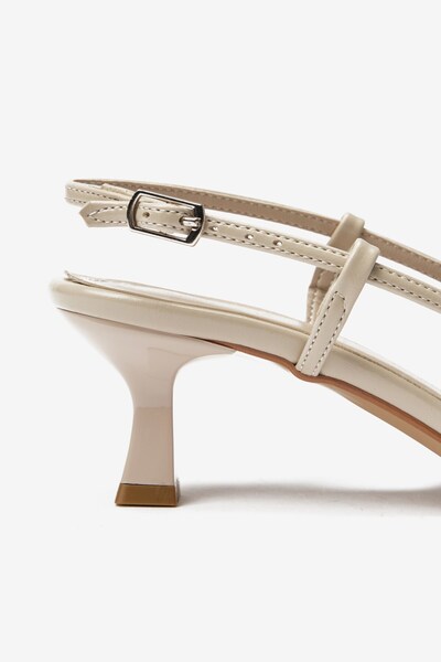 Seniorah Cream Skin Banded Women's Heeled Shoes