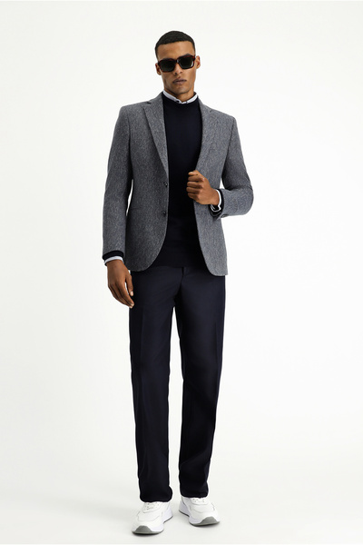 Kiğılı Релаксирана вълнена класическа сако с шарки