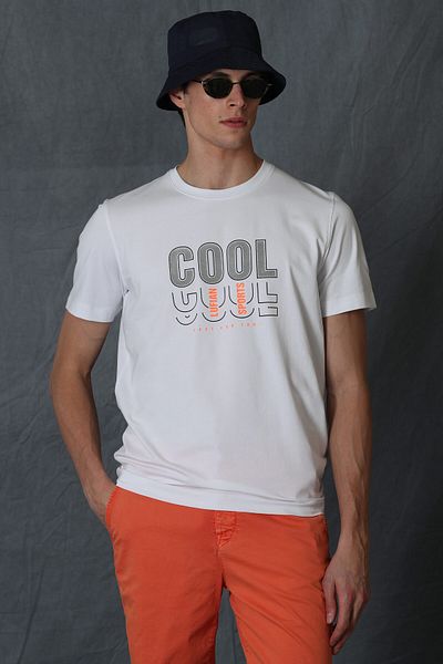 Lufian Λευκό T-shirt Maya Modern Graphic
