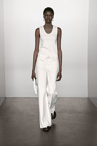 Massimo Dutti Pamuklu karışımlı bisiklet yaka t-shirt