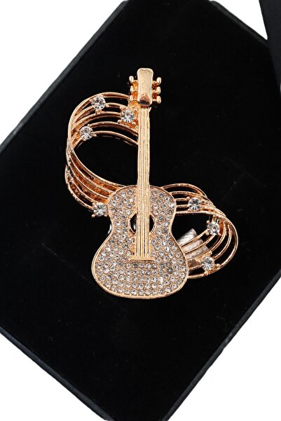 KEEBA Zamanın tınısı Melodili gitar broş zirkon taşlı gold gitarlı erkek kadı...