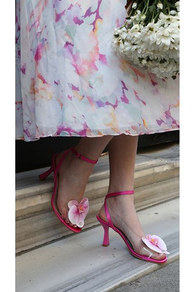 Letafia Sandy Flower Stone Detailed Heeled Sandals