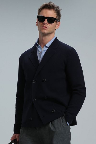 Lufian Men's Navy Blue Cardigan - Elegant Design