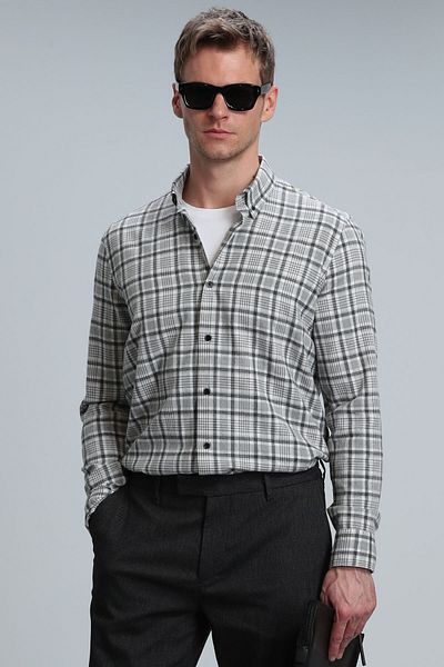 Lufian Ανδρικό πουκάμισο Lamira Basic Comfort Slim Fit Γκρι