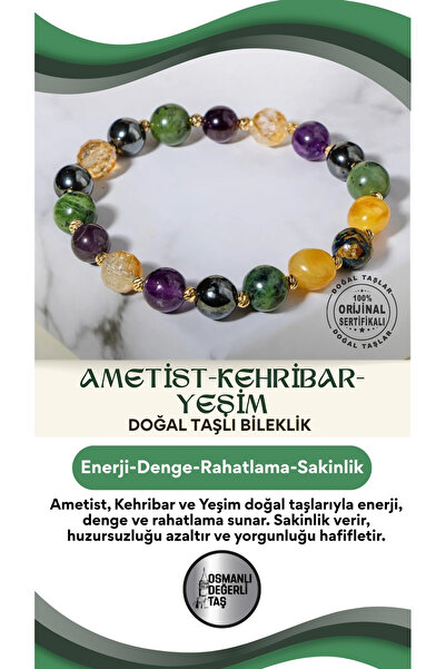 OSMANLI DOĞAL TAŞ Yorgunluk Ve Huzursuz Bacak Sendromu Bilekliği Ametist Kehr...