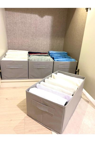 aydev home collection 4 Pieces Closet Organizer, Wardrobe Organizer, Clothes Storage Box Organizer Gray