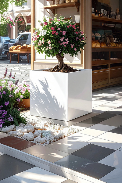 DEQQU TerraGuard Demonte Küp Metal Saksı - 53x53x53cm Paslanmaz