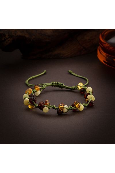 OSMANLI DOĞAL TAŞ Certified Amber Natural Cut Macrame Closure 100% Handcrafted Natural Stone Bracelet