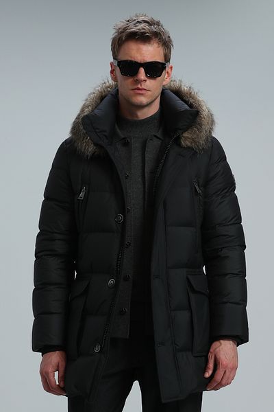 Lufian Ανδρικό παλτό Clark Goose Feather Μαύρο