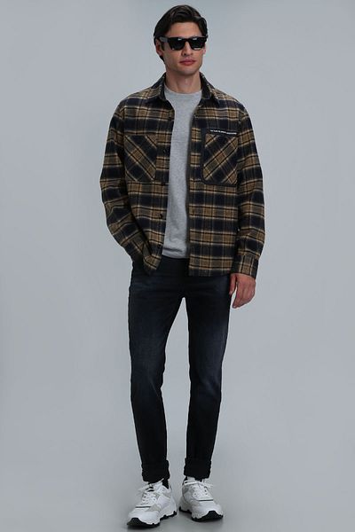 Lufian Ανδρικό πουκάμισο Hammer Basic με κανονική εφαρμογή Navy Blue
