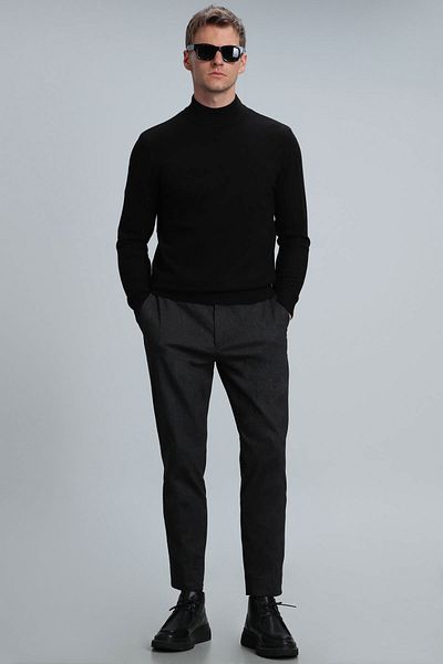 Lufian Port Half Fisherman Men's Sweater Black