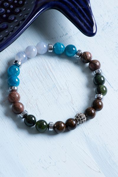 Deniz Doğal Taş Certified Taurus Bracelet – Apatite and Bronzeite Balance Harmony