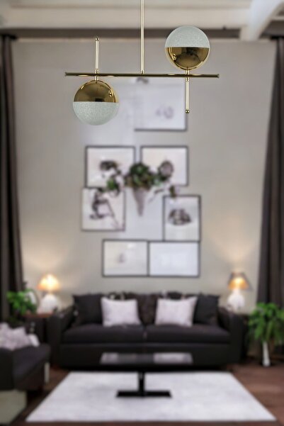 Fer Avize Çello Modern Tasarım Metal Gold Renk Cafe - Salon - Mutfak – Yatak odası – Led 2'li avize