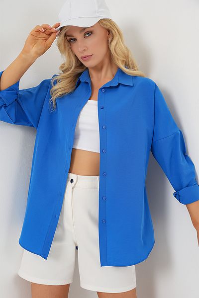 Bigdart 3900 Oversize dlouhá základní košile - B.modrá