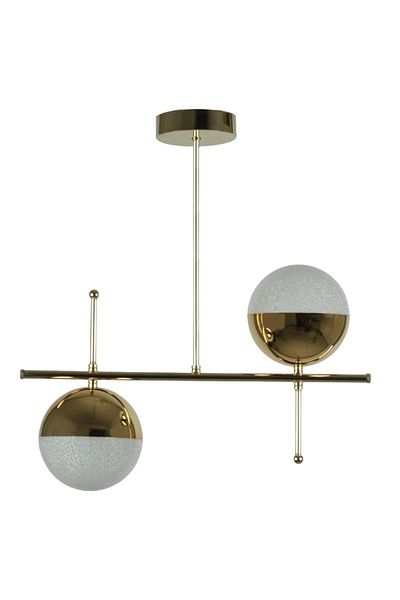 Fer Avize Cello Modern Design Metal Gold Color Cafe - Living Room - Kitchen - Bedroom - Led 2-Piece Chandelier