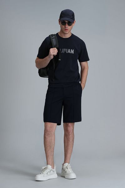 Lufian Μπλουζάκι Benjamin Modern Graphic Navy Blue