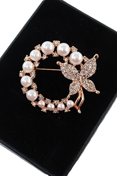 KEEBA İncili kelebek broş. Yaka iğnesi kelebek broş. Taşlı tasarım kelebek br...