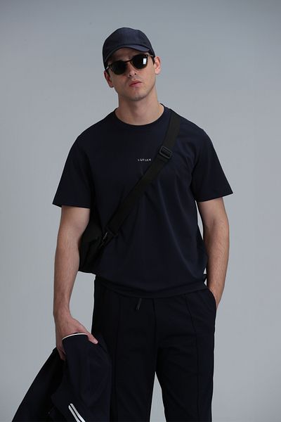 Lufian Antony Modern Graphic T-shirt Navy Blue