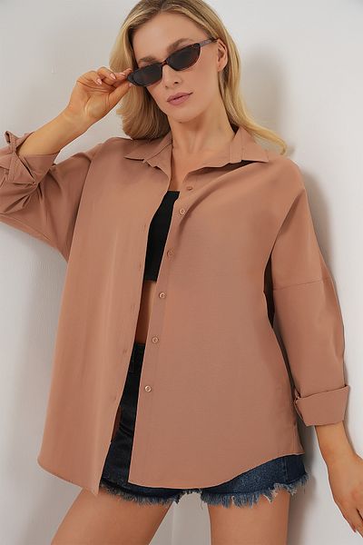Bigdart 3900 Oversize dlouhá základní košile - Camel