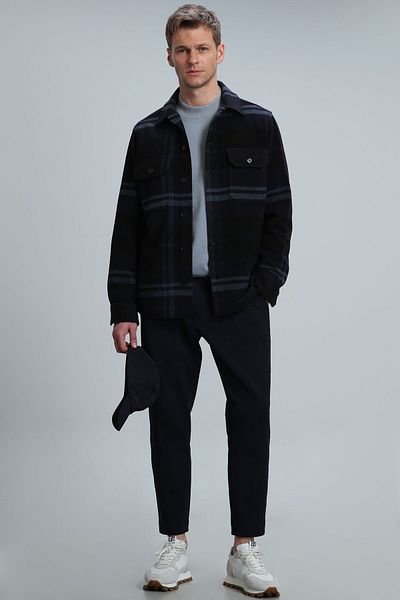 Lufian Ανδρικό πουκάμισο Barder Basic Slim Fit Navy Blue