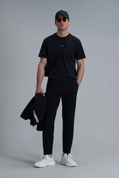 Lufian Antony Modern Graphic T-shirt Navy Blue