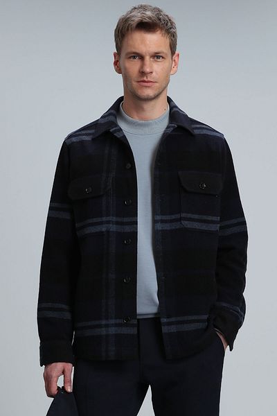Lufian Ανδρικό πουκάμισο Barder Basic Slim Fit Navy Blue