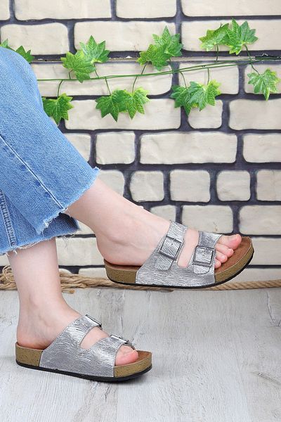 Vojo Glittery Comfortable Sole Hospital Sea Pool Beach Women's Slippers Gray