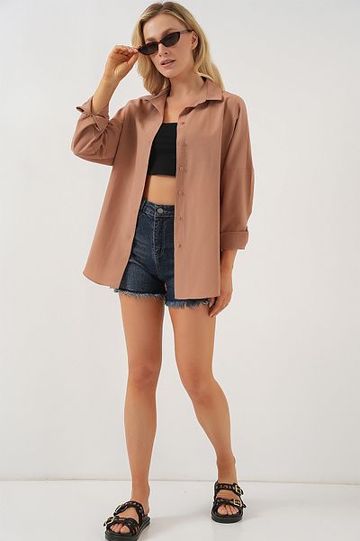 Bigdart 3900 Oversize dlouhá základní košile - Camel