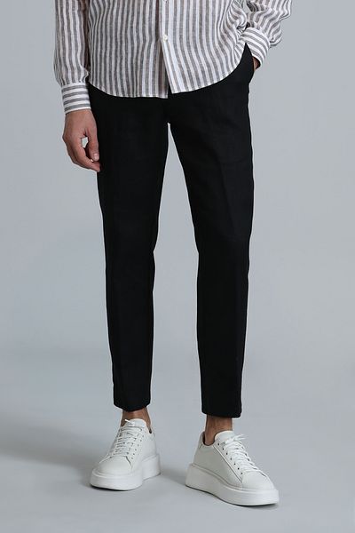 Lufian Ανδρικό μαύρο παντελόνι Chino Slim Fit Karl Sports