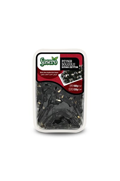 Sosero Peynir Dolgulu Siyah Zeytin 1250 gr Tabak
