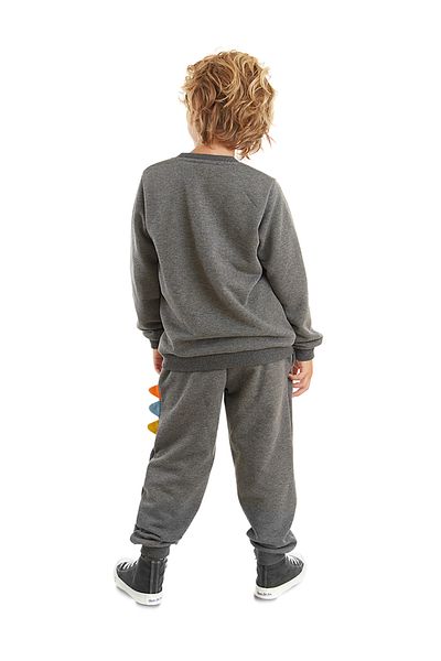 Denokids Σετ φόρμας χειμερινής ανθρακί για αγόρι - Rawr Serrated