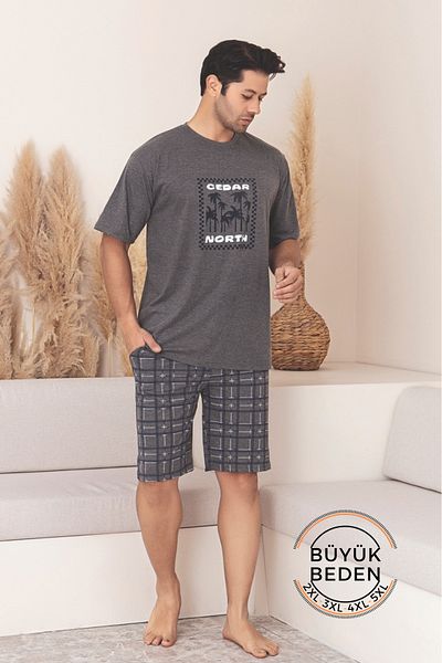 Farya Home Ανδρικό σετ πιτζάμες με βαμβακερές τσέπες με κοντομάνικο σορτς
